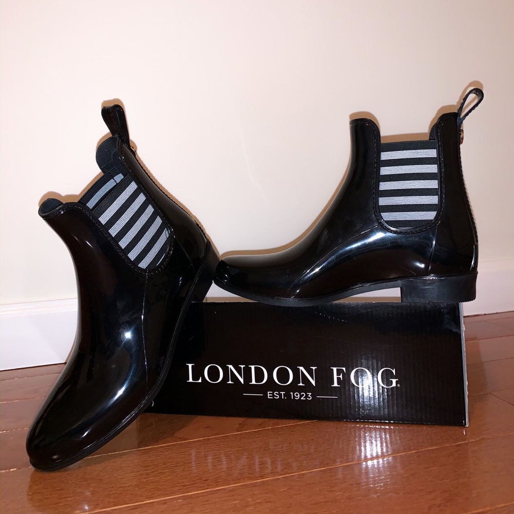 London Fog Black Rubber Rain Boots